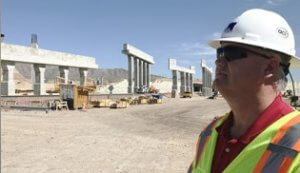 ECM staff member at a bridge construction site